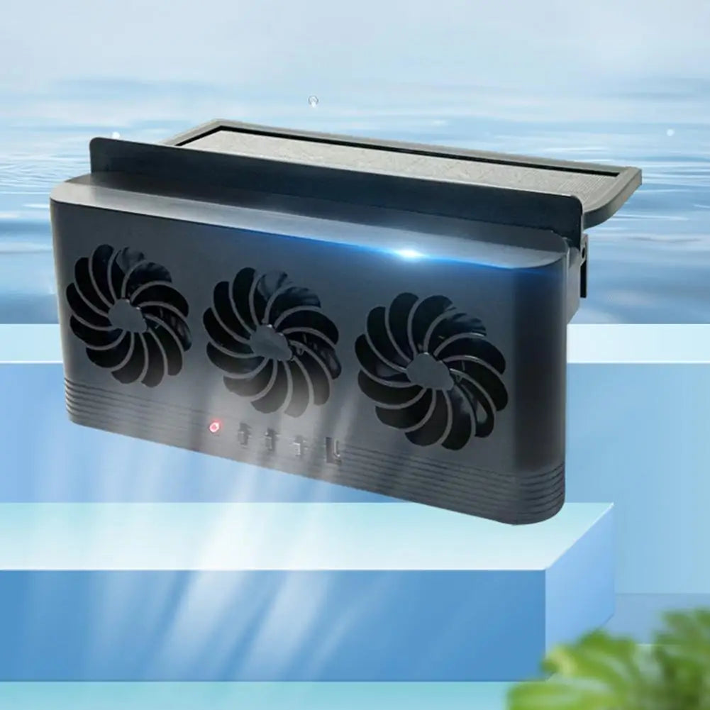 Solar Powered Car Cooling Fan With 3 Air Outlets