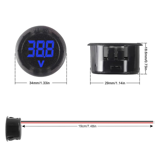 2/4pcs DC 4-100V LED Digital Display Waterproof Voltmeter