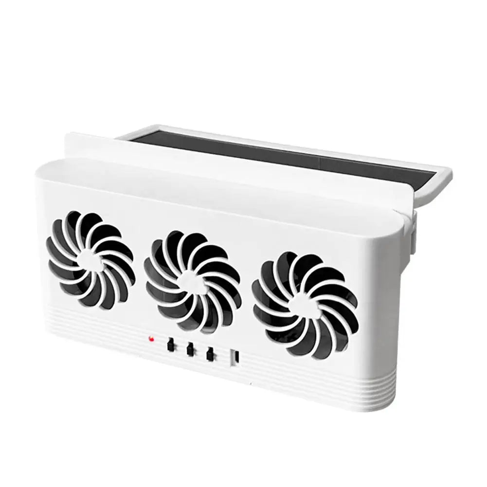 Solar Powered Car Cooling Fan With 3 Air Outlets