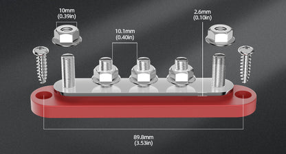 DaierTek Bus Bar 12V with Cover 5 x 1/4" Max 150A 48VDC