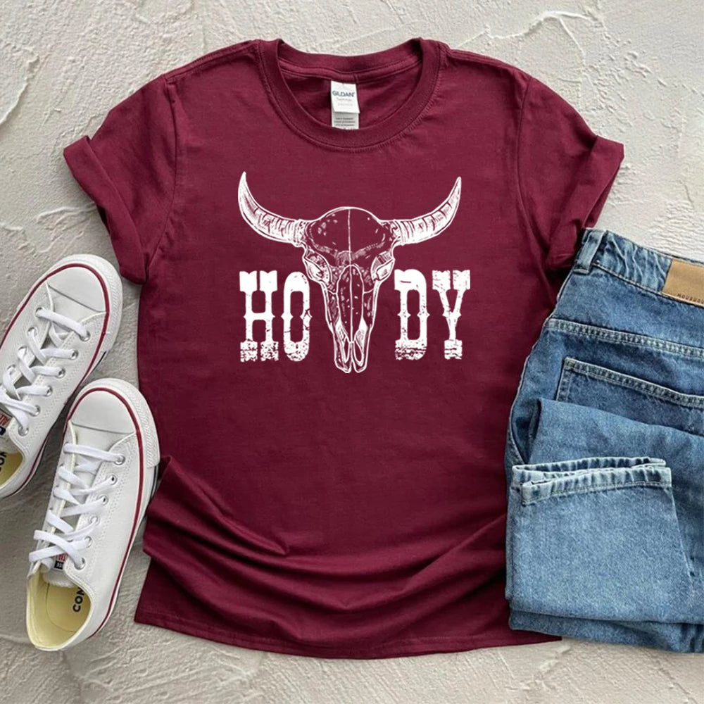 Retro Cow Skull Howdy Shirt