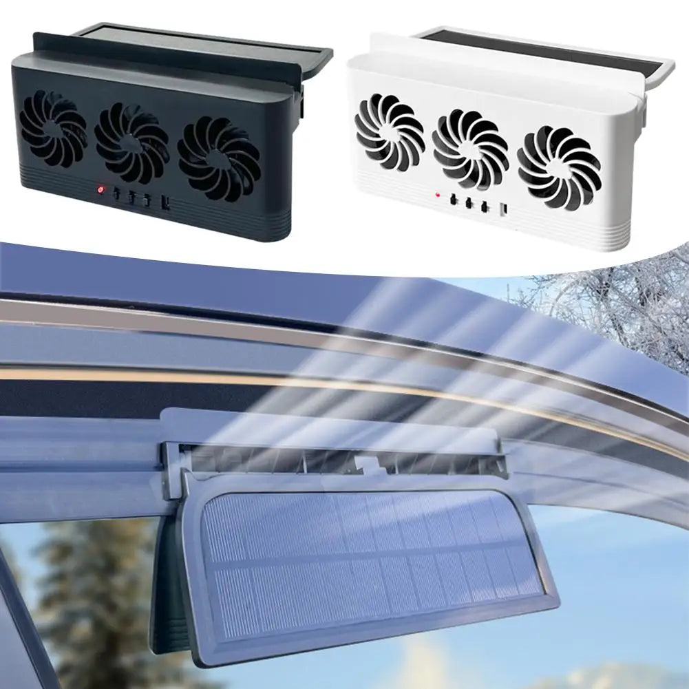 Solar Powered Car Cooling Fan With 3 Air Outlets