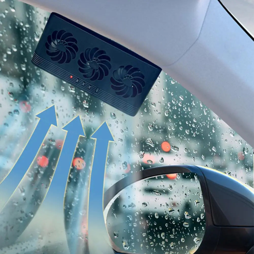 Solar Powered Car Cooling Fan With 3 Air Outlets