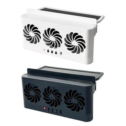 Solar Powered Car Cooling Fan With 3 Air Outlets