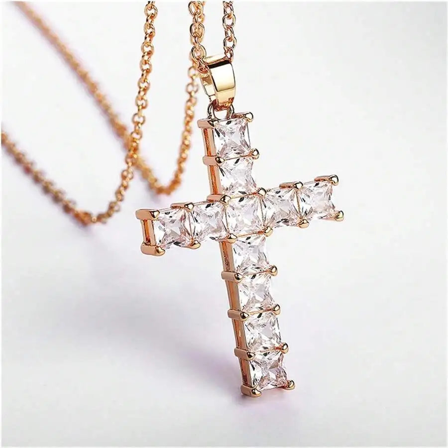 Multi Color Crystal Cross Necklace