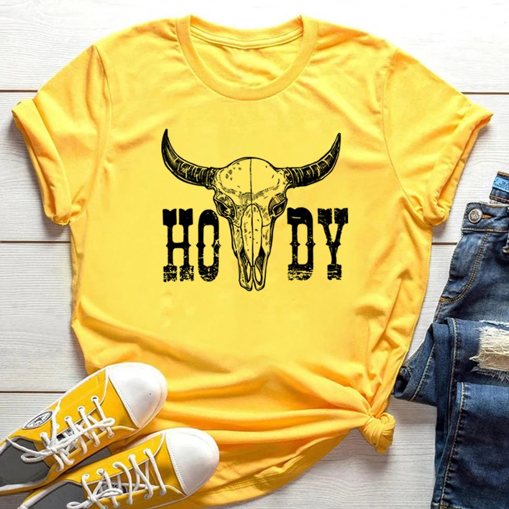 Retro Cow Skull Howdy Shirt