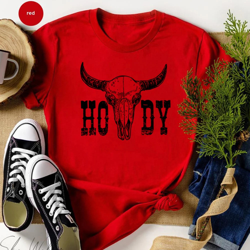 Retro Cow Skull Howdy Shirt