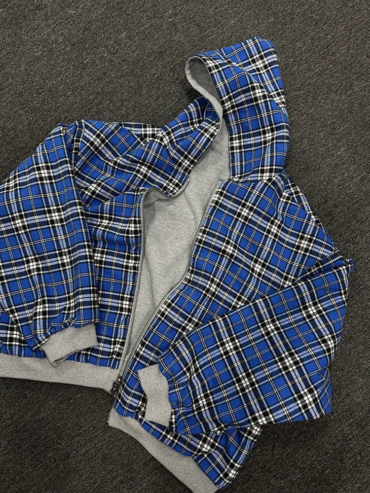 Winter Casual Plaid Print Double-Sided Sweatshirt