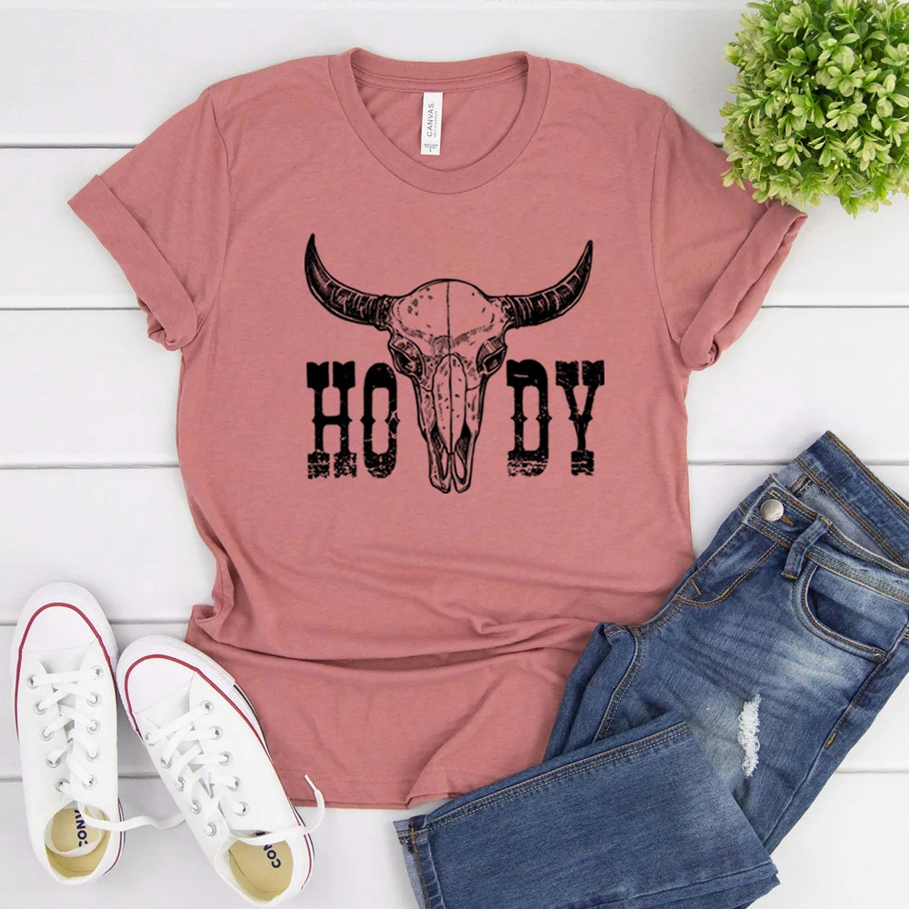 Retro Cow Skull Howdy Shirt