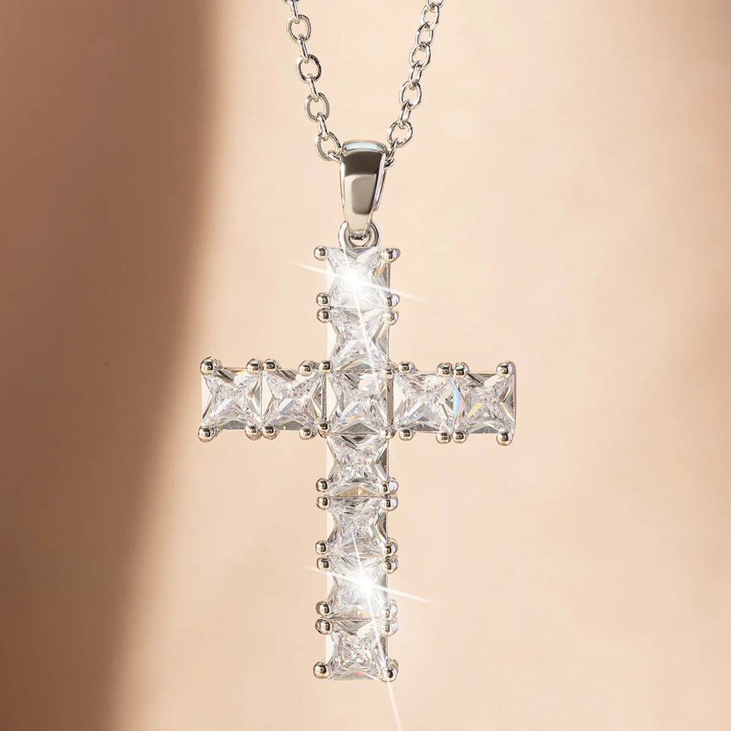 Multi Color Crystal Cross Necklace