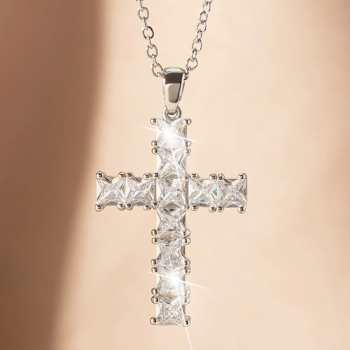 Multi Color Crystal Cross Necklace