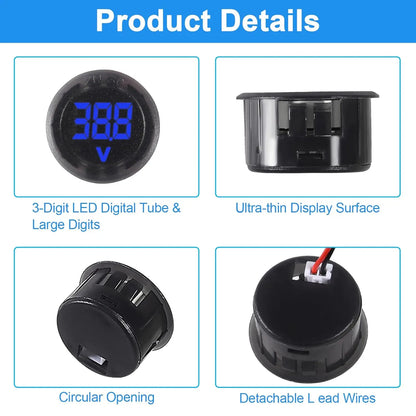 2/4pcs DC 4-100V LED Digital Display Waterproof Voltmeter
