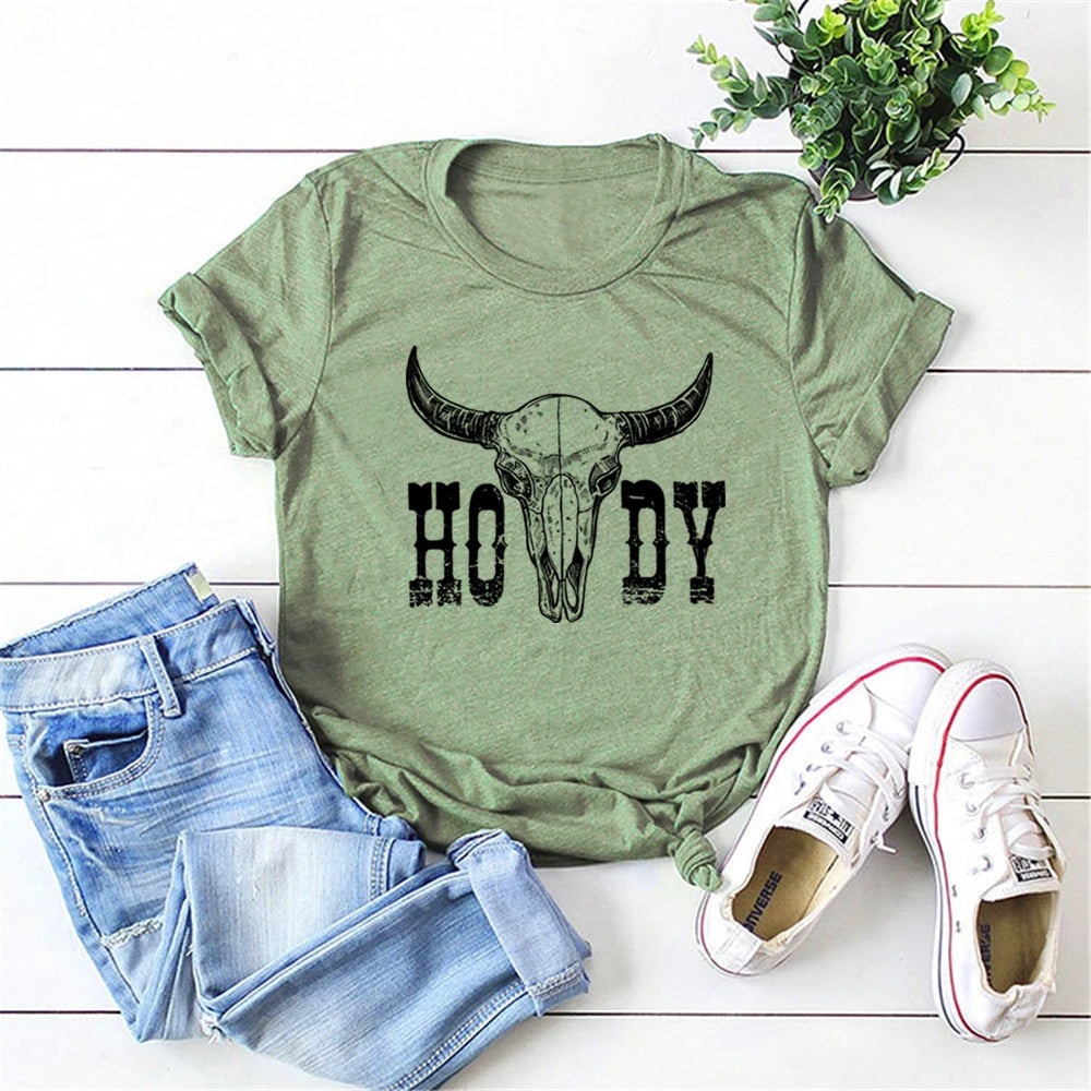 Retro Cow Skull Howdy Shirt