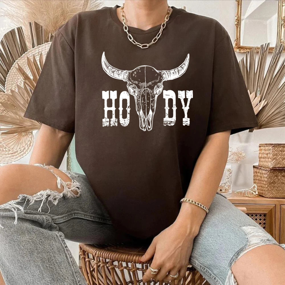 Retro Cow Skull Howdy Shirt