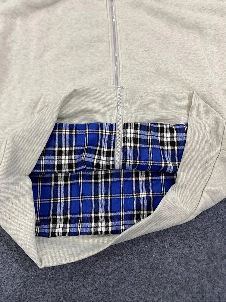 Winter Casual Plaid Print Double-Sided Sweatshirt