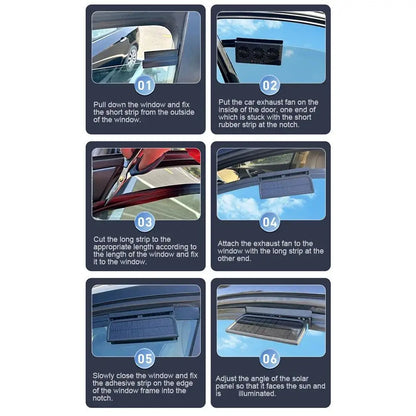 Solar Powered Car Cooling Fan With 3 Air Outlets