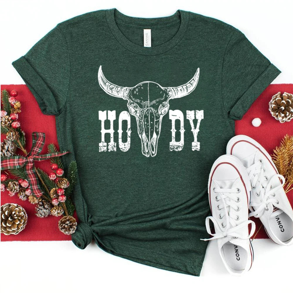 Retro Cow Skull Howdy Shirt