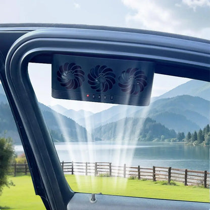 Solar Powered Car Cooling Fan With 3 Air Outlets
