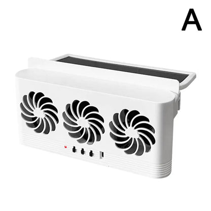 Solar Powered Car Cooling Fan With 3 Air Outlets