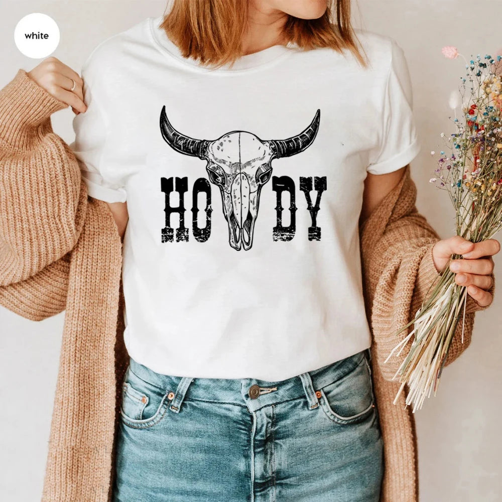 Retro Cow Skull Howdy Shirt