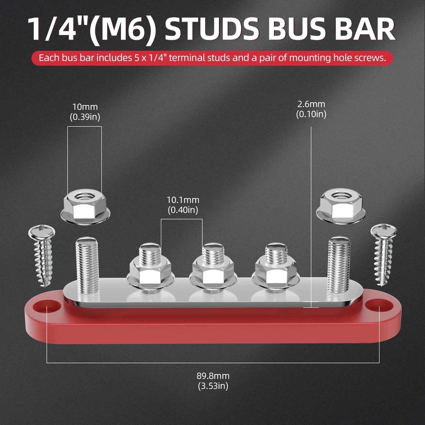 DaierTek Bus Bar 12V with Cover 5 x 1/4" Max 150A 48VDC