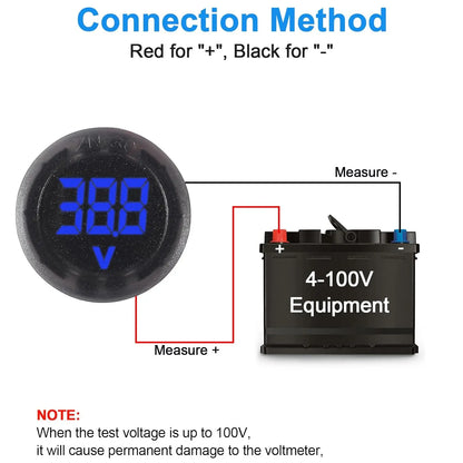 2/4pcs DC 4-100V LED Digital Display Waterproof Voltmeter