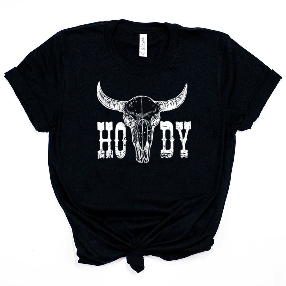 Retro Cow Skull Howdy Shirt
