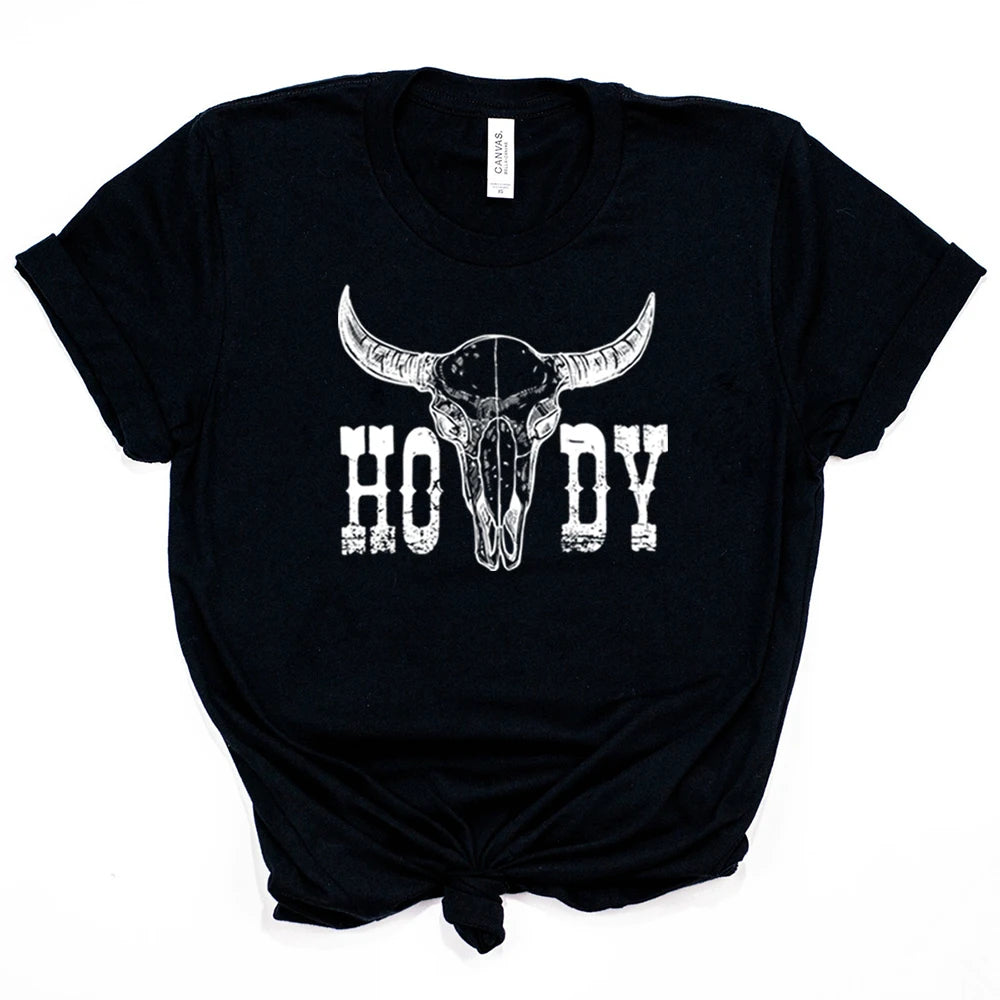 Retro Cow Skull Howdy Shirt