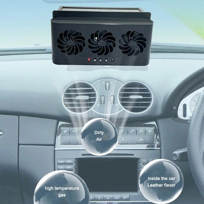 Solar Powered Car Cooling Fan With 3 Air Outlets