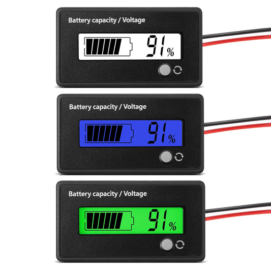 DC 12V-72V Battery Capacity Voltage Meter with Alarm
