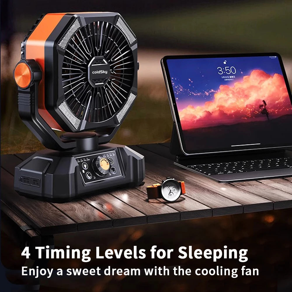 Portable 20,000mAh Camping Fan 4 LED 8 Speeds Fan