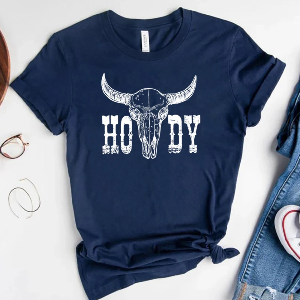 Retro Cow Skull Howdy Shirt