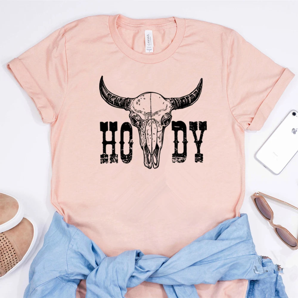 Retro Cow Skull Howdy Shirt