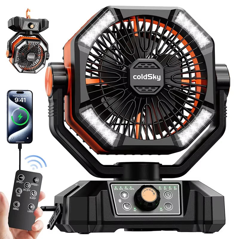 Portable 20,000mAh Camping Fan 4 LED 8 Speeds Fan
