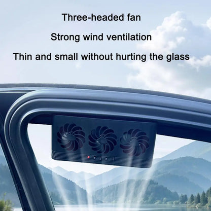 Solar Powered Car Cooling Fan With 3 Air Outlets