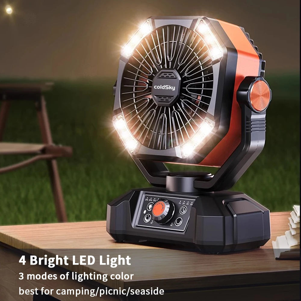 Portable 20,000mAh Camping Fan 4 LED 8 Speeds Fan