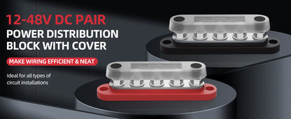 DaierTek Bus Bar 12V with Cover 5 x 1/4" Max 150A 48VDC